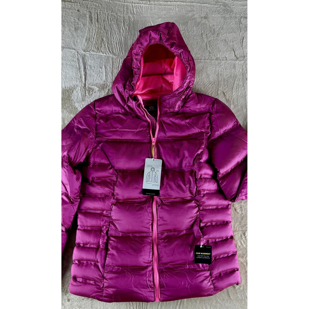 Champion Girls Puffer Jacket Magenta Pink Faux Fur Lined Hooded XL 14-16 NEW - Picture 9 of 17